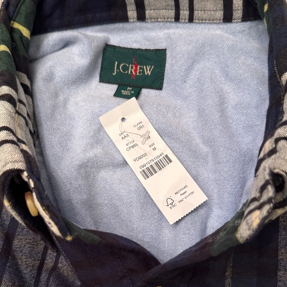 J. Crew Men's Double-faced brushed cotton oxford overshirt in Navy, Green, White